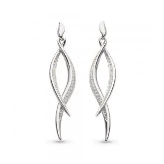 Silver Entwine Twine Twist Cubic Zirconia Pave Set Drop Earrings 1