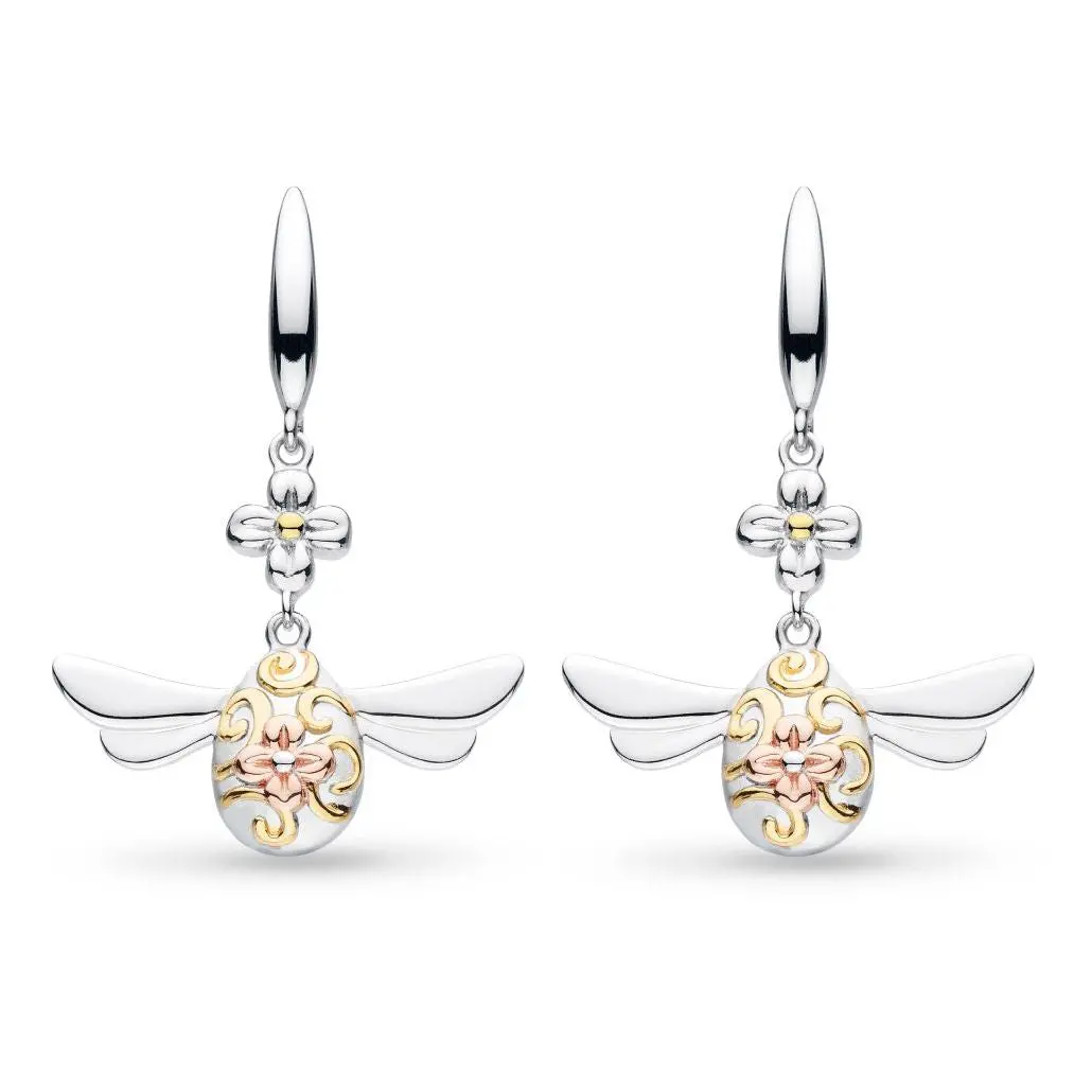 Silver & Gold Plate Blossom Flyte Queen Bee Drop Earrings 1