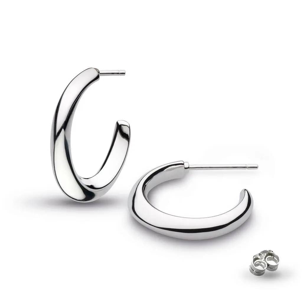 Silver Bevel Cirque Midi Hoop Earrings 1