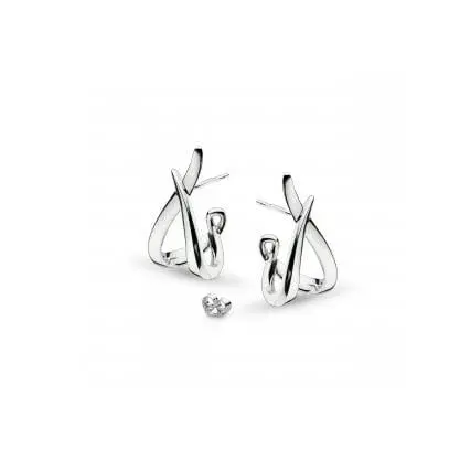 Silver Entwine Twine Twist Hoop Earrings 1