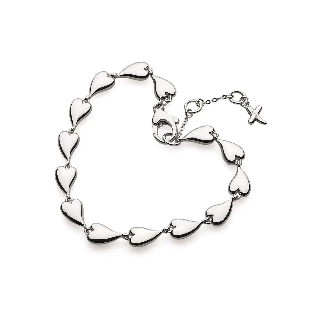 Silver Desire Kiss Rhodium Plate Linking Hearts Bracelet 1