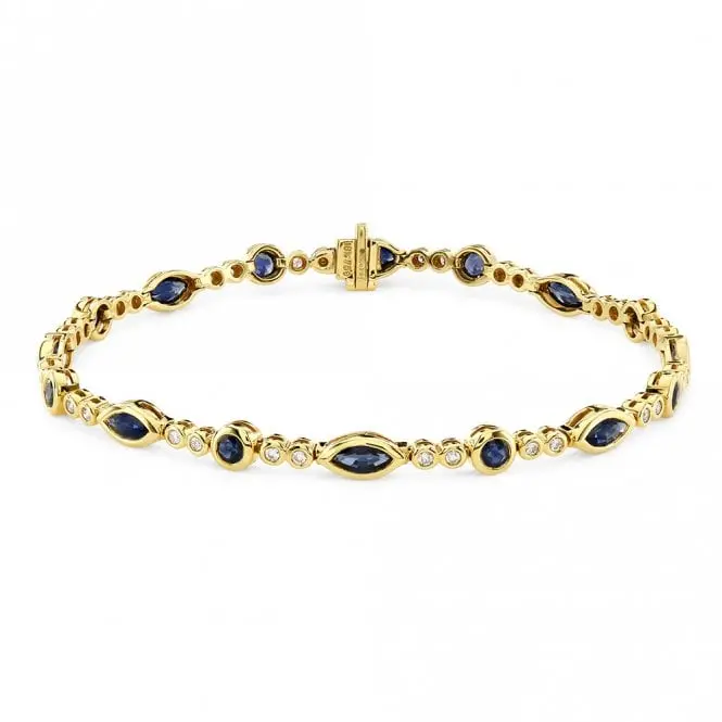 18Ct Yellow Gold Sapphire & Diamond Bracelet 1