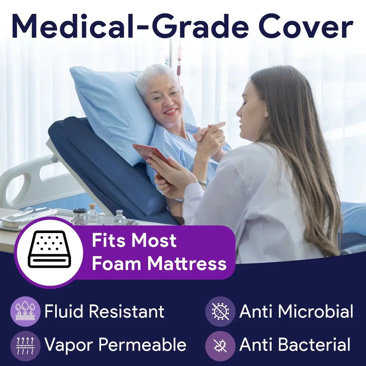 Hospital Bed Mattress Cover With Defined Bed Rail For Foam Mattress 2