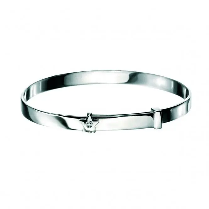 Silver Diamond Set Star Baby Bangle 1
