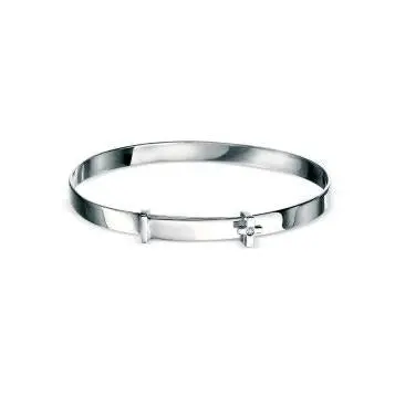 Silver Diamond Set Cross Baby Bangle 1