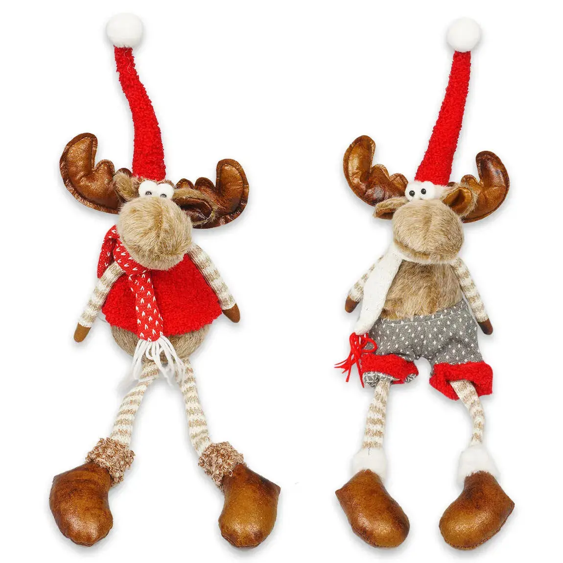 23.2" Holiday Christmas Moose Home Decorations Red And Gray Color 1