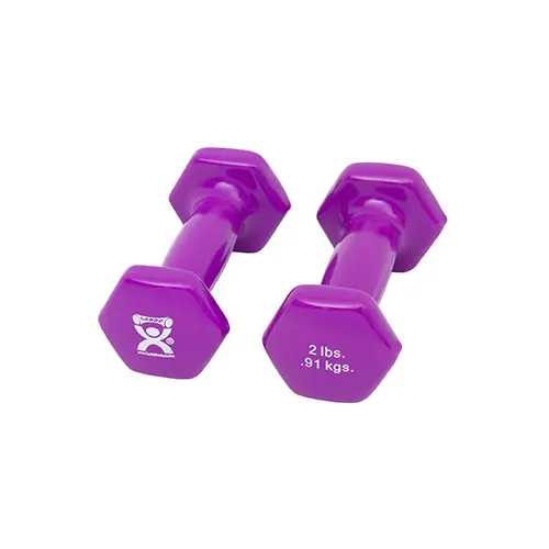 Vinyl-Coated Iron Dumbbell, Violet, 2 Lb, 1 Pair 1