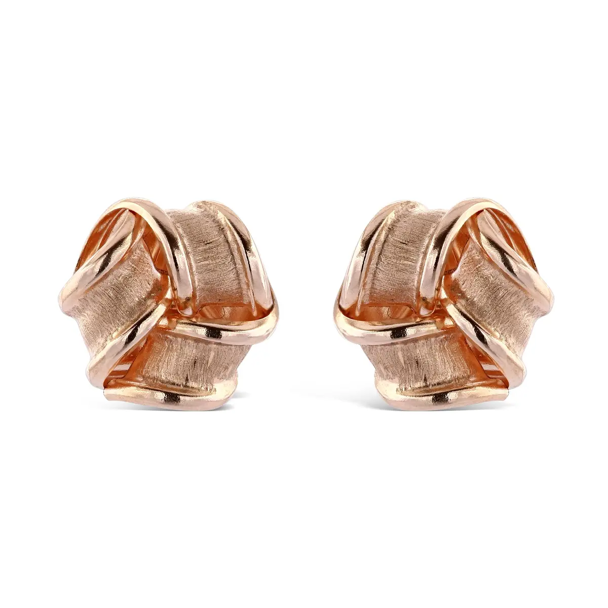 9Ct Rose Gold Frosted Knot Stud Earrings 1