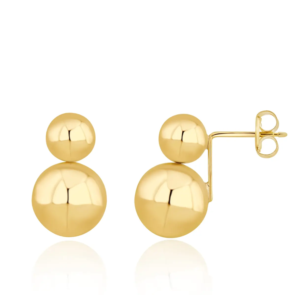 9Ct Yellow Gold Double Ball Stud Earrings 1