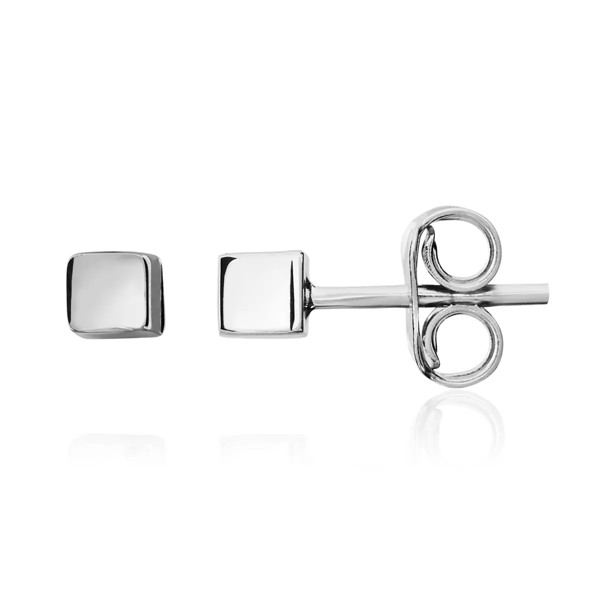 9Ct White Gold 3Mm Polished Cube Stud Earrings 1