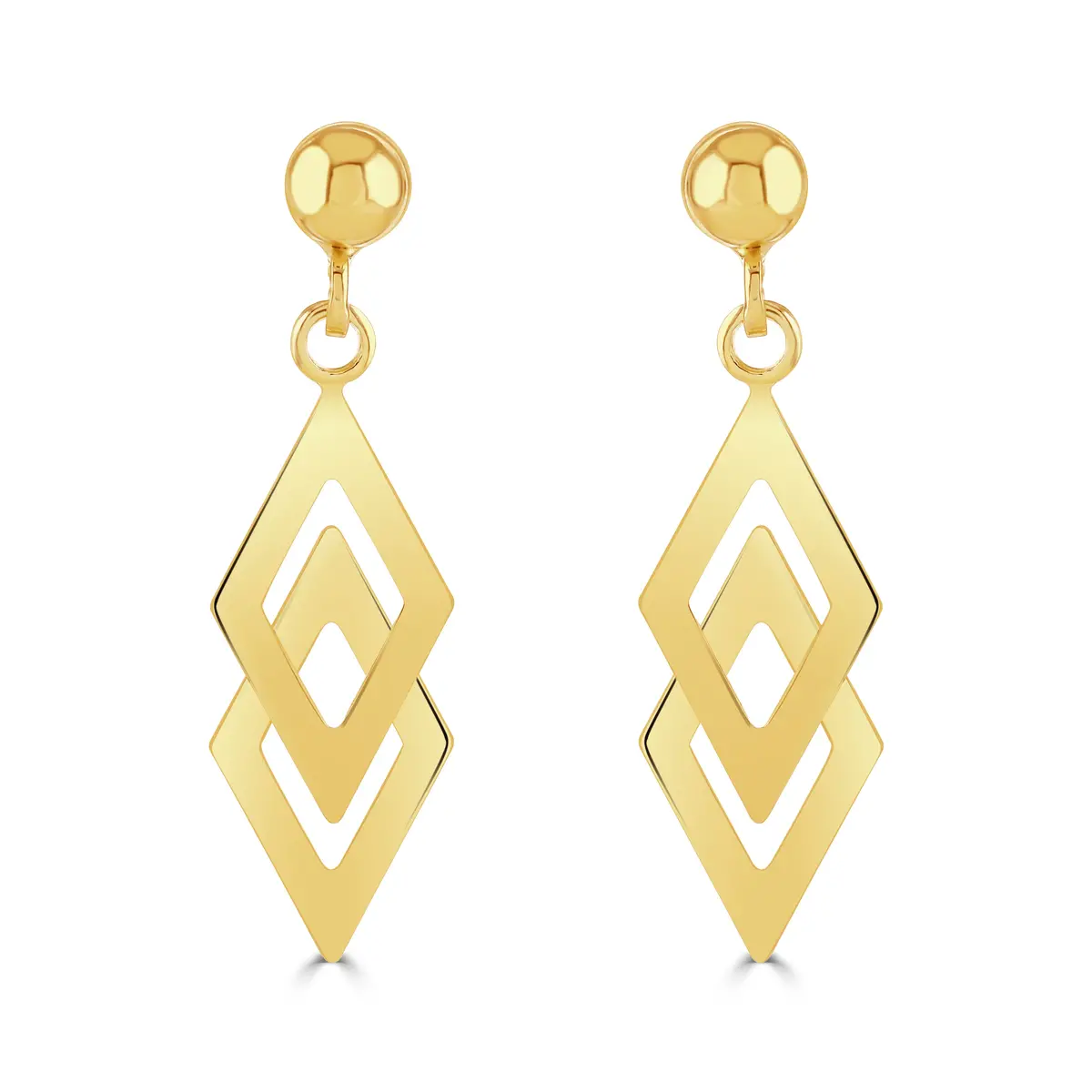 9Ct Yellow Gold Double Kite Drop Earrings 1