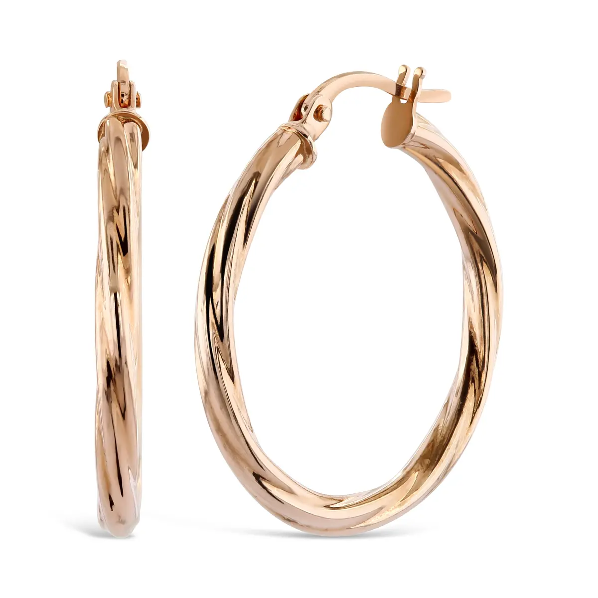 9Ct Rose Gold Twist Hoop Earrings 1
