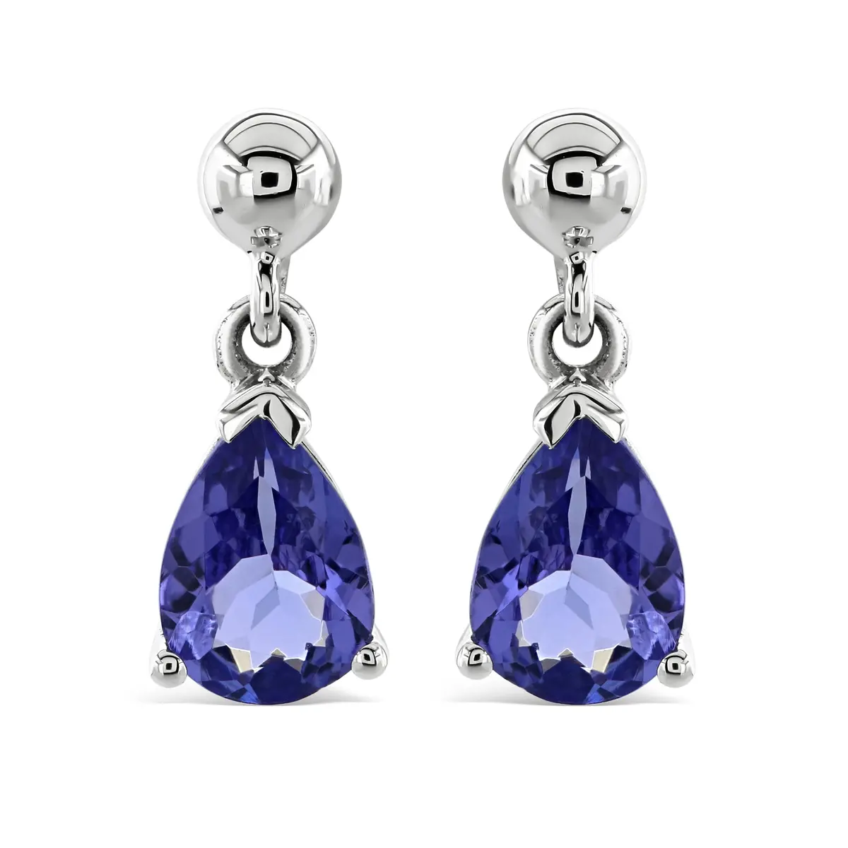 9Ct White Gold Pear Cut Tanzanite Drop Earrings 1