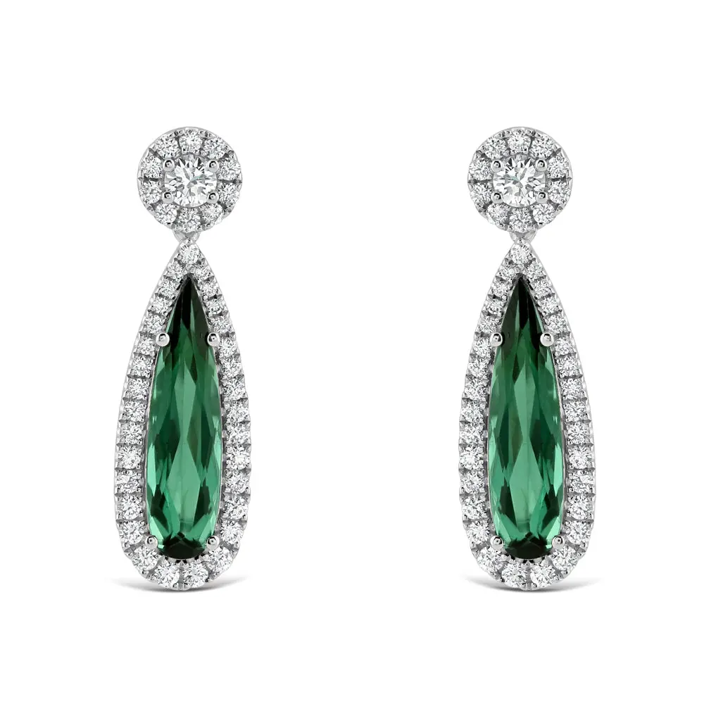 18Ct White Gold Pear Grntour/Di Drops 1