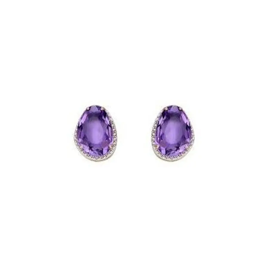 9Ct Yellow Gold Am/Dia Irreg Clus Stud 1
