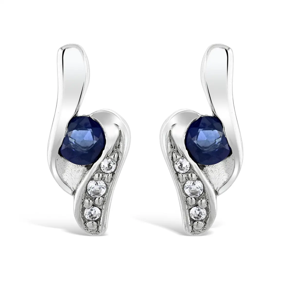 Silver Sapphire & White Topaz Set Stud Earrings 1