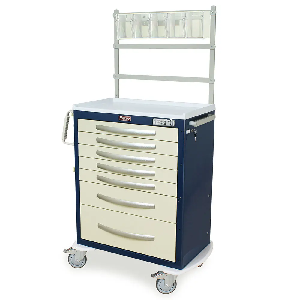 A-Series Aluminum Anesthesia Cart, M18-Ans Package, Tall, 6 Drawers, E-Lock 1