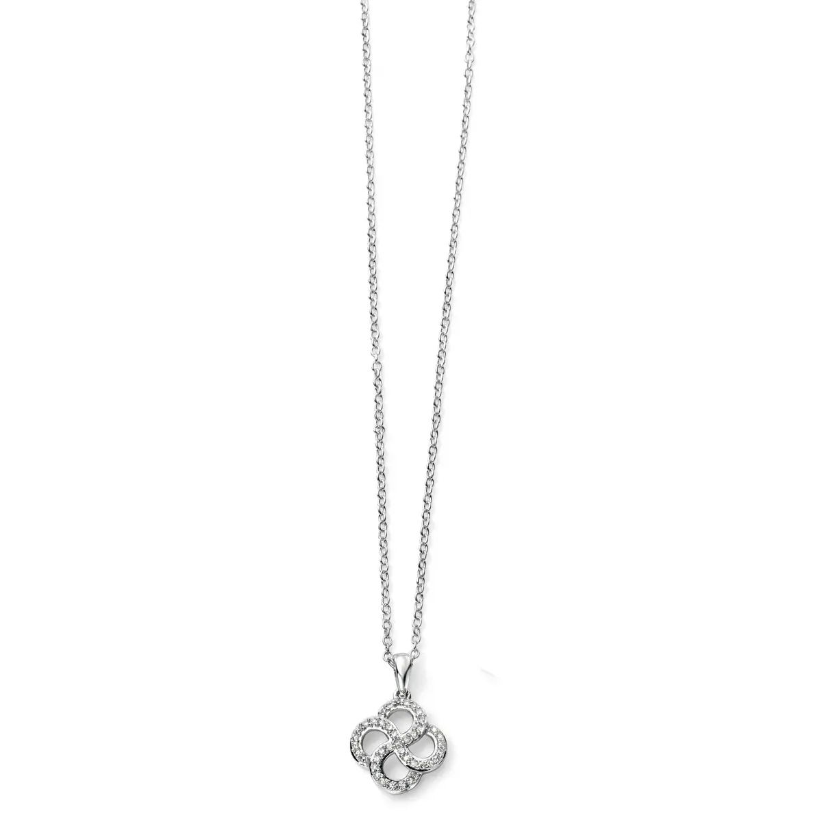 9Ct White Gold Diamond Set Open Clover Leaf Pendant 1