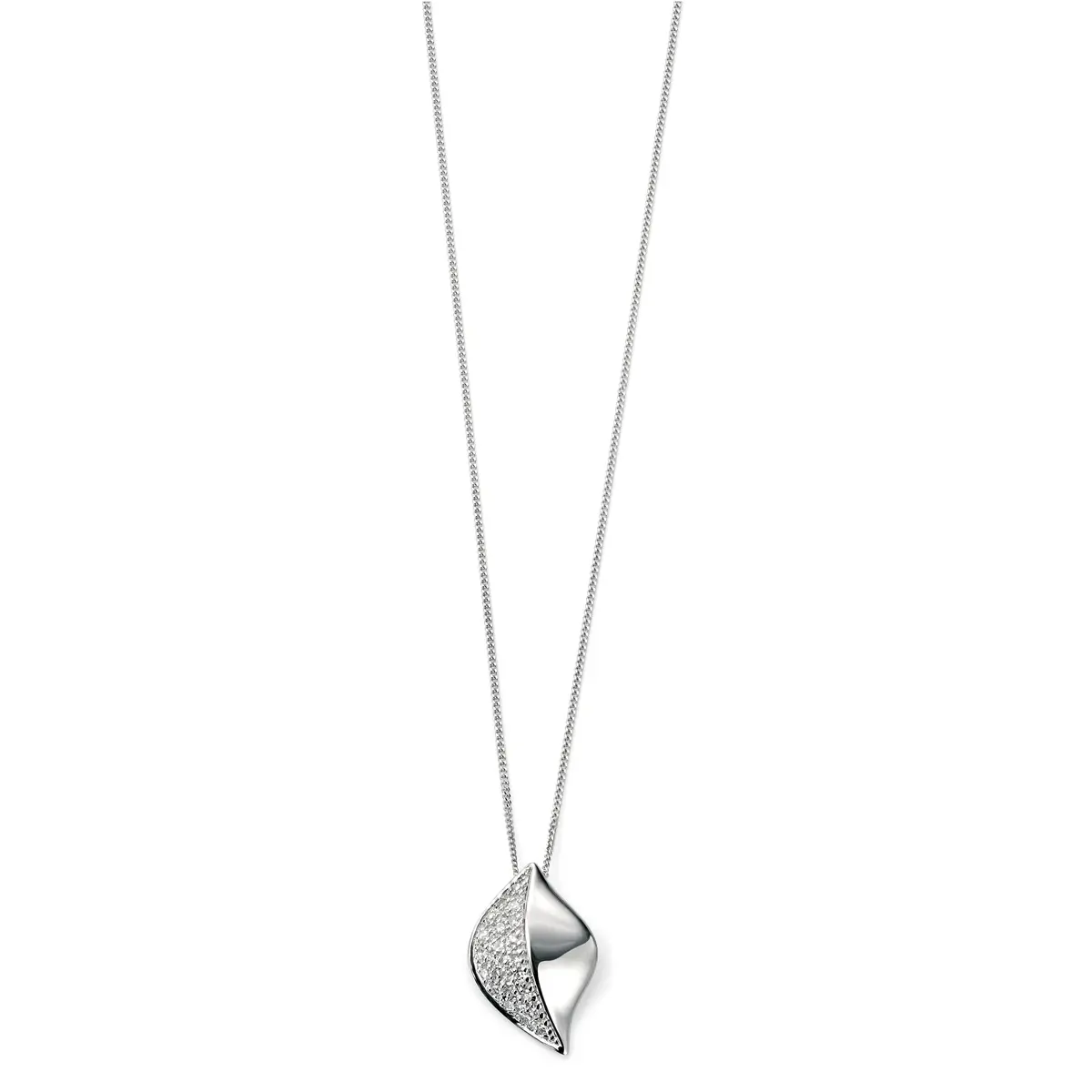 9Ct White Gold Pave Set Diamond Leaf Pendant 1