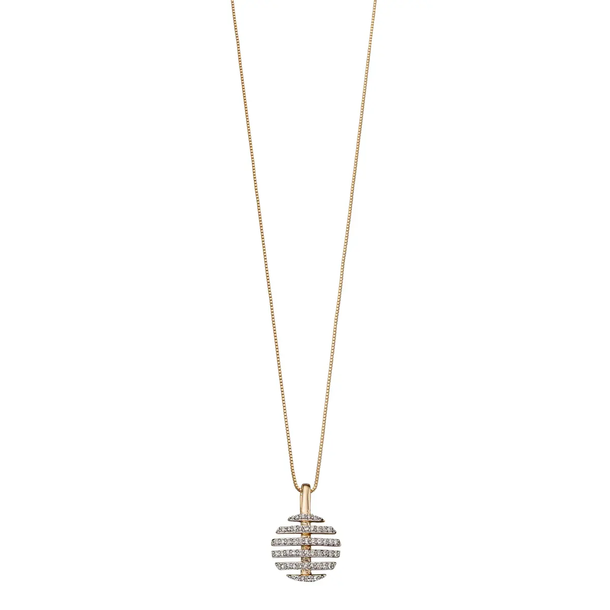 9Ct Yellow God Diamond Split Disc Pendant 1