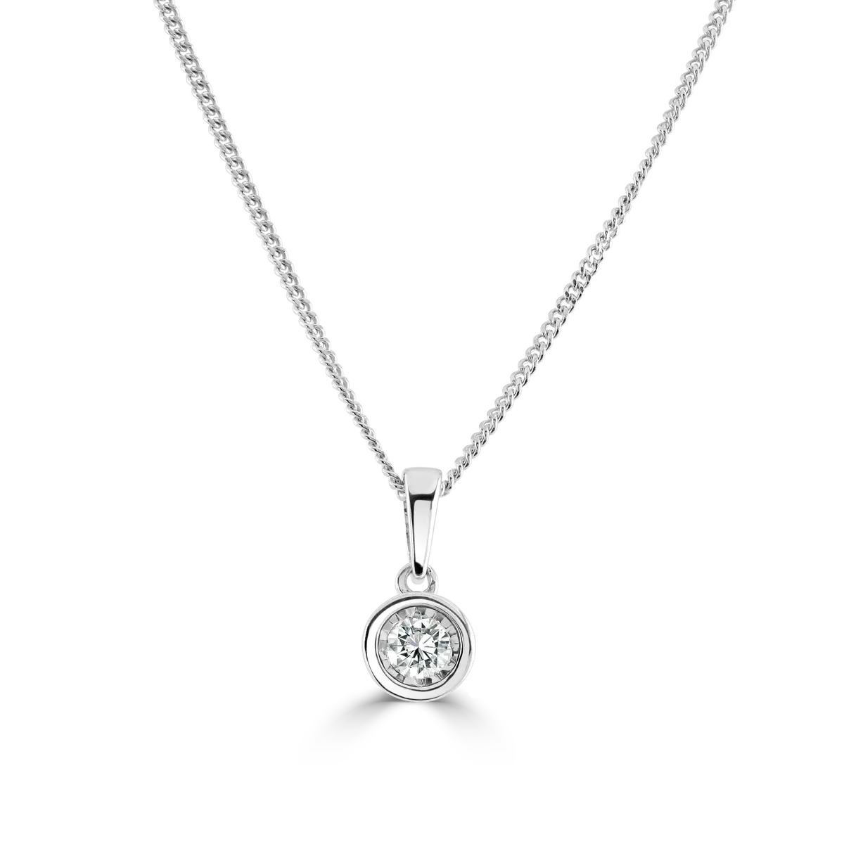 9Ct White Gold Single Diamond Illusion Set Pendant 1