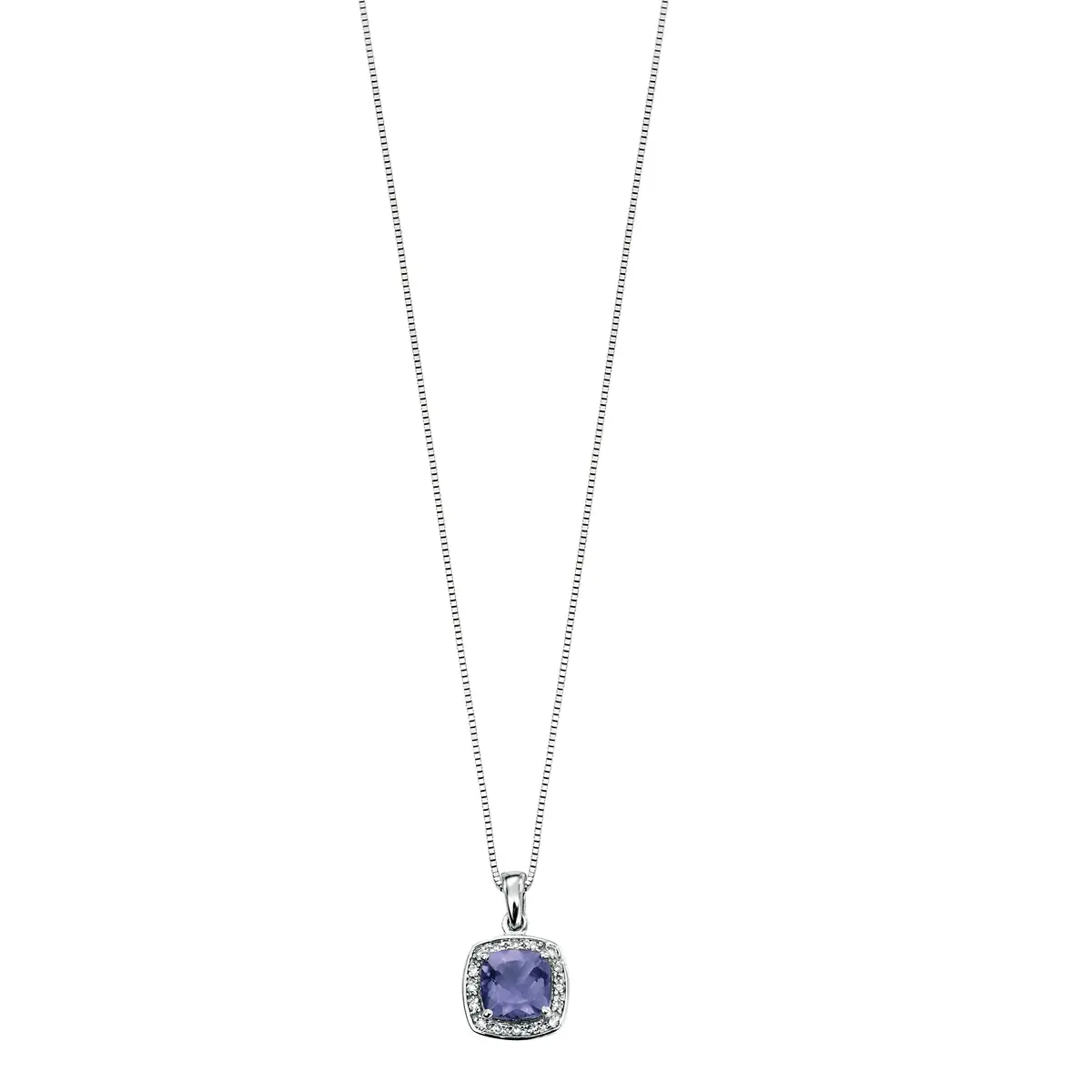 9Ct White Gold Diamond And Iolite Pendant 1