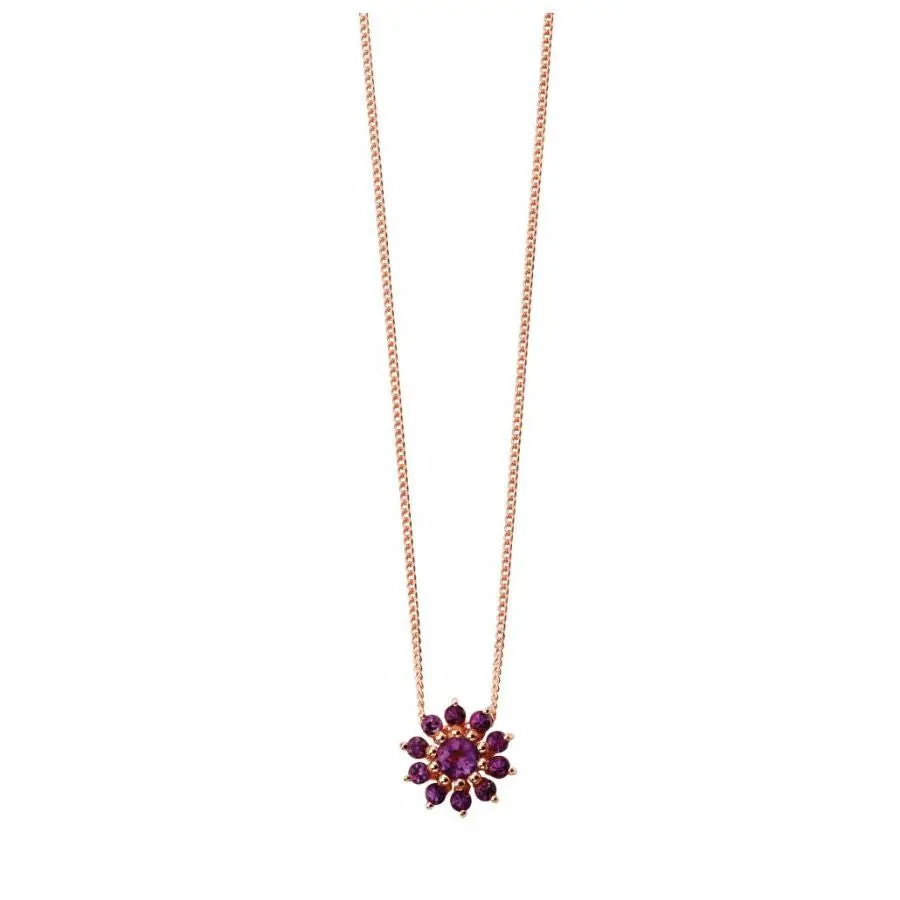 9Ct Rose Gold Amethyst Flower Cluster Pendant 1
