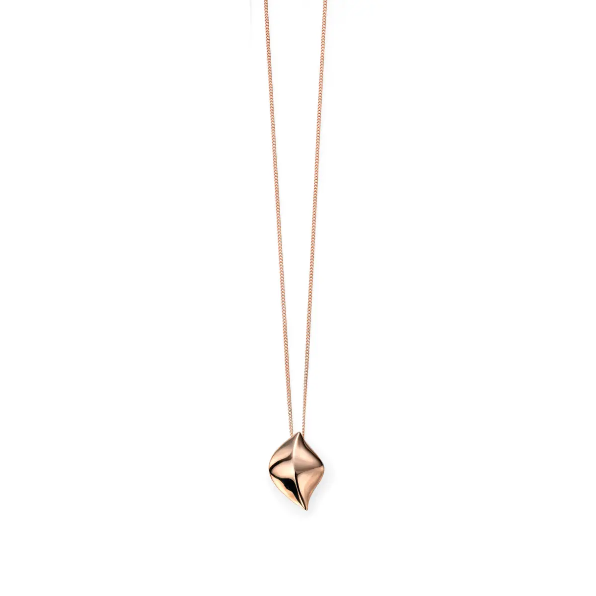 9Ct Rose Gold Plain Leaf Pendant 1