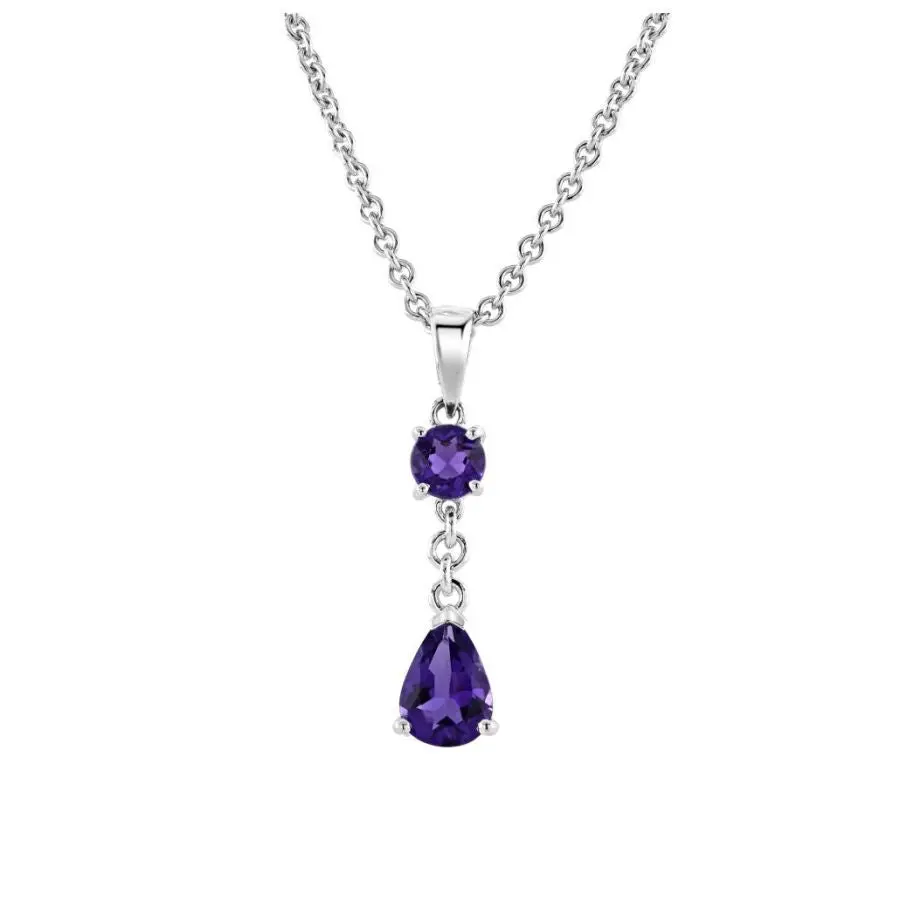 18Ct White Gold 1T.Drp/1Rnd Ame N.Chn 1