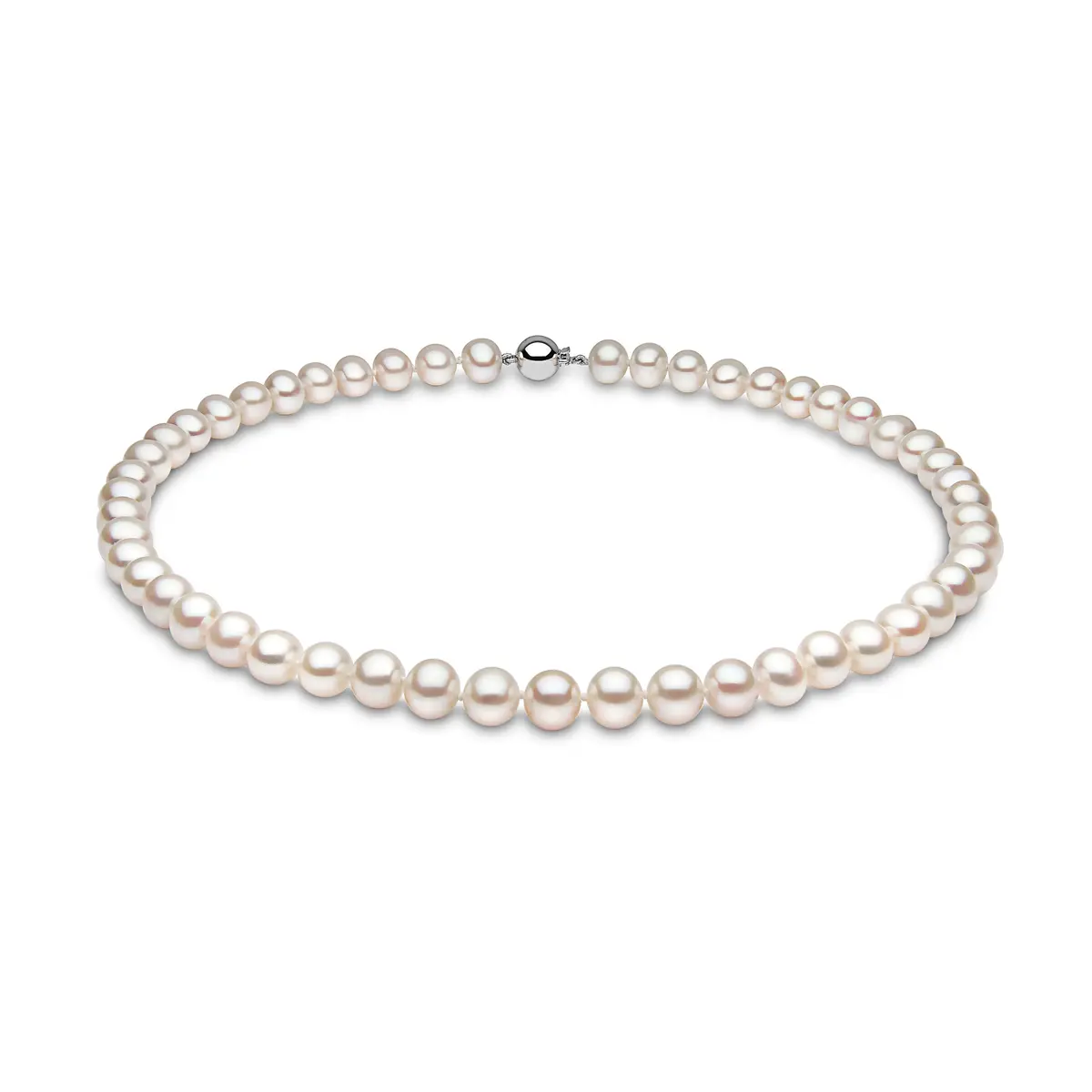 8.0-8.5Mm Cultured Freshwater Pearl Necklace With 9Ct White Gold Ball Clasp 1