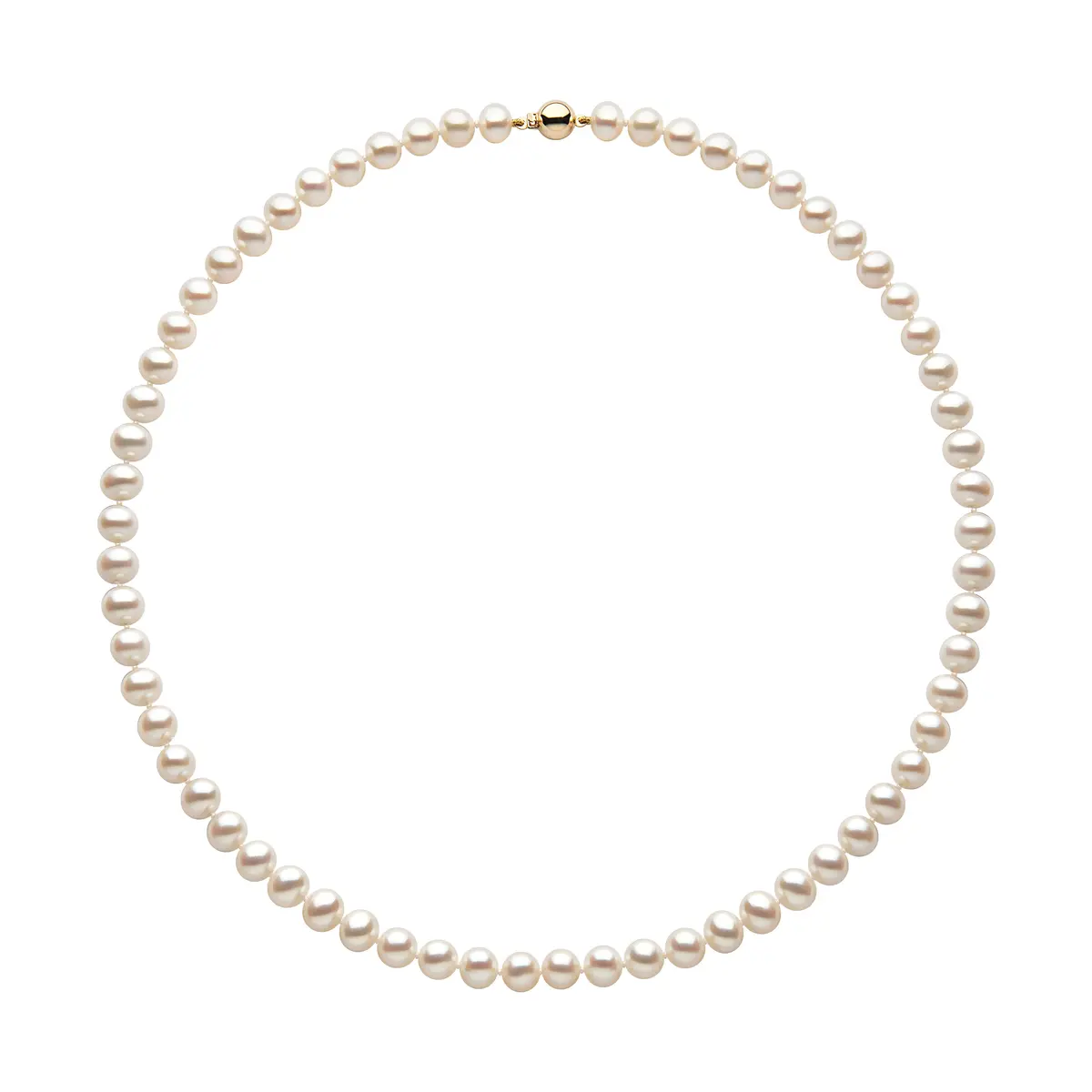 6.5-7.0Mm Cultured Freshwater Pearl Necklace With 9Ct Yellow Gold Ball Clasp 1