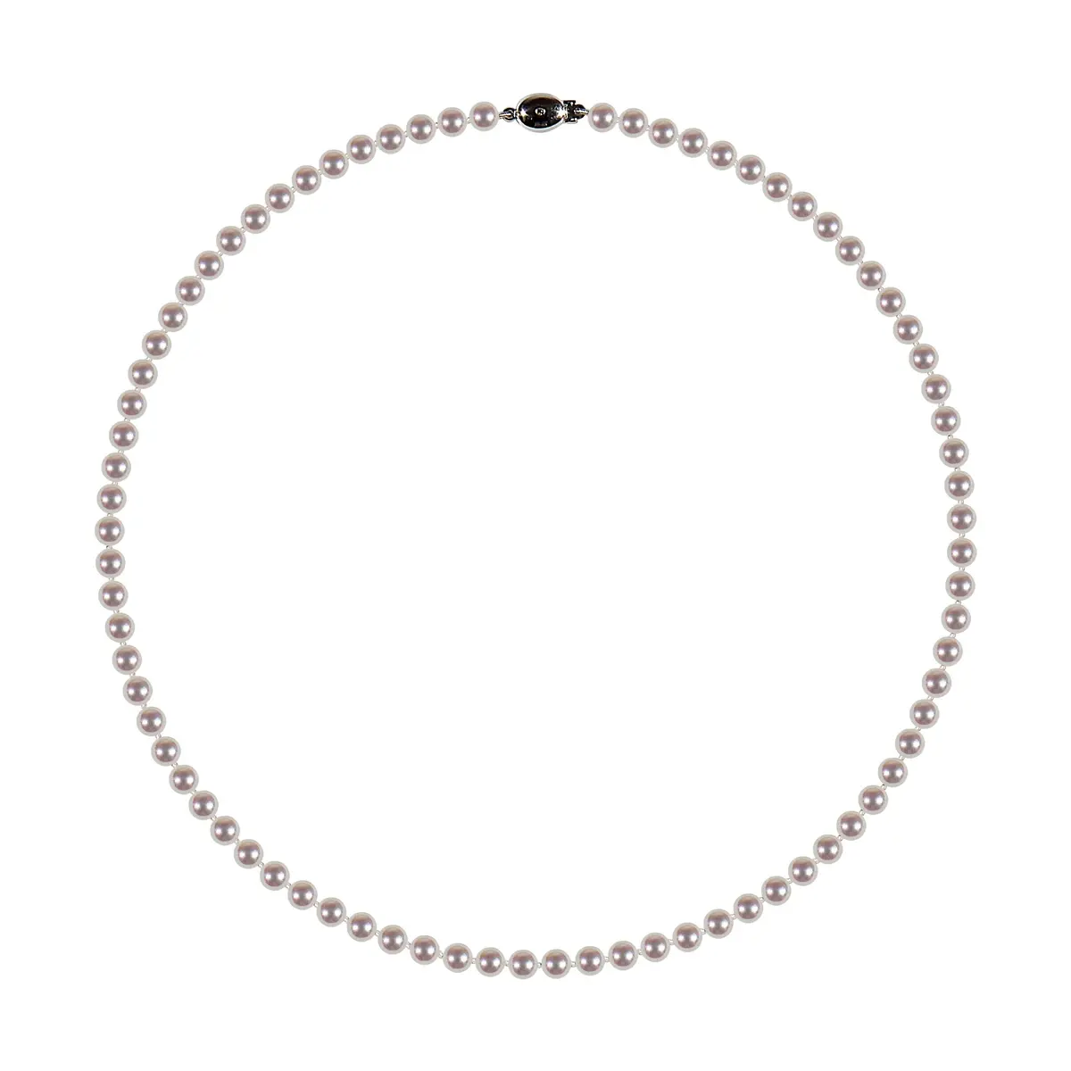5.0-5.5Mm Cultured Pearl Necklace With 18Ct White Gold Diamond Set Clasp 1