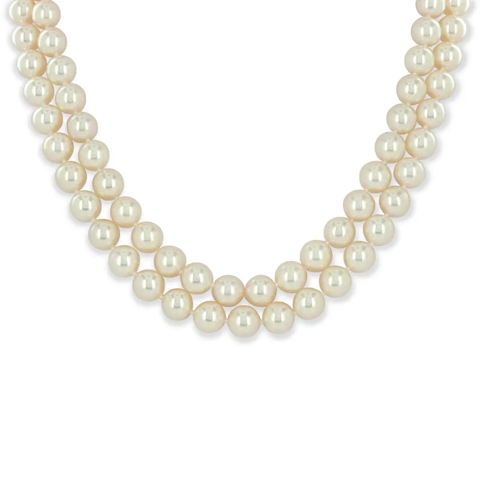 2-Row Akoya Cultured Pearl Necklace With 18Ct White Gold Clasp 1