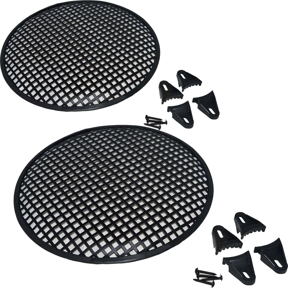 12" Metal Speaker/Subwoofer Waffle Mesh Grille With Clips & Screws (Pair) 1
