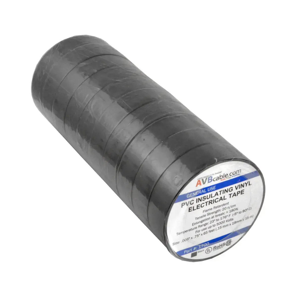 3/4" X 66' General Use Pvc Insulating Vinyl Flame Retardant Ul Listed Electrical Tape 10 Rolls Black 1