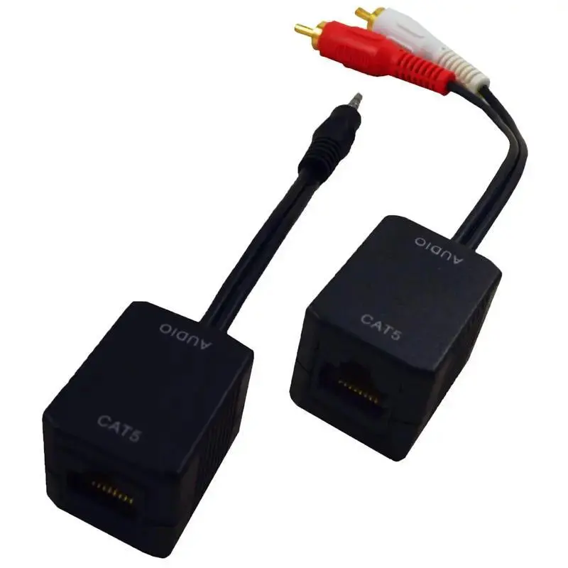 3.5Mm Stereo Aux To Rca Audio Over Cat5 Cat5e Cat6 Extender Kit 250Ft 1