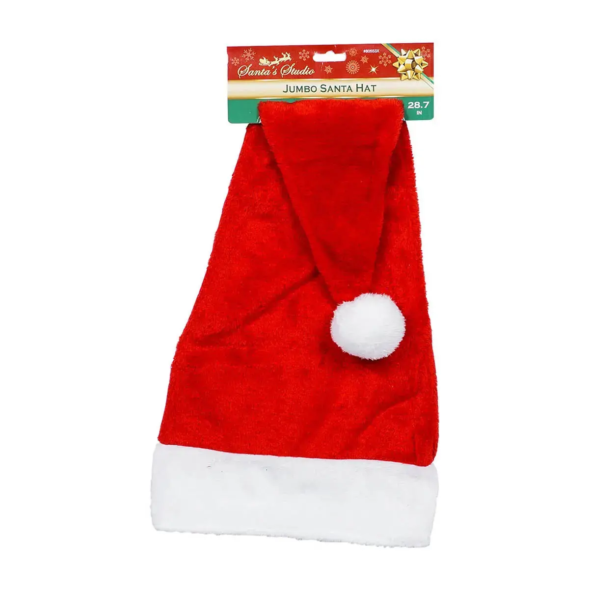 30"H Jumbo Red & White Christmas Santa Hat Soft Comfortable W/ Plush Cuff 1
