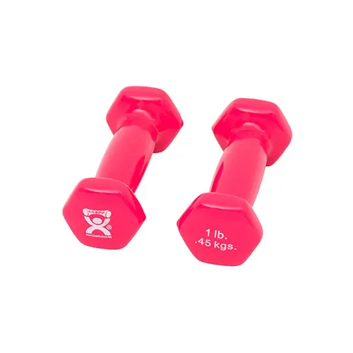 Vinyl-Coated Iron Dumbbell, Pink, 1 Lb, 1 Pair 1