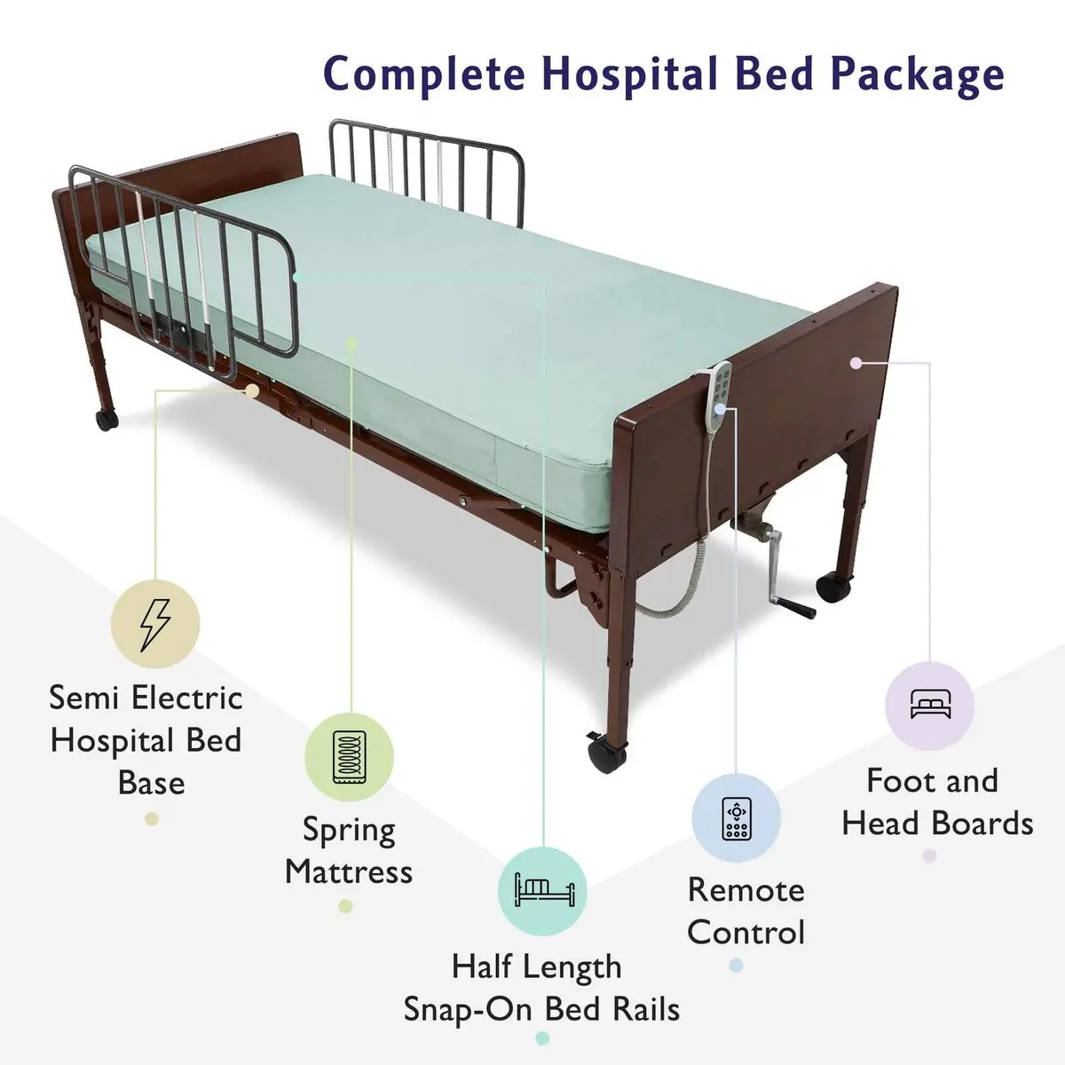 Semi Electric Hospital Bed Mattress Rails Options 6