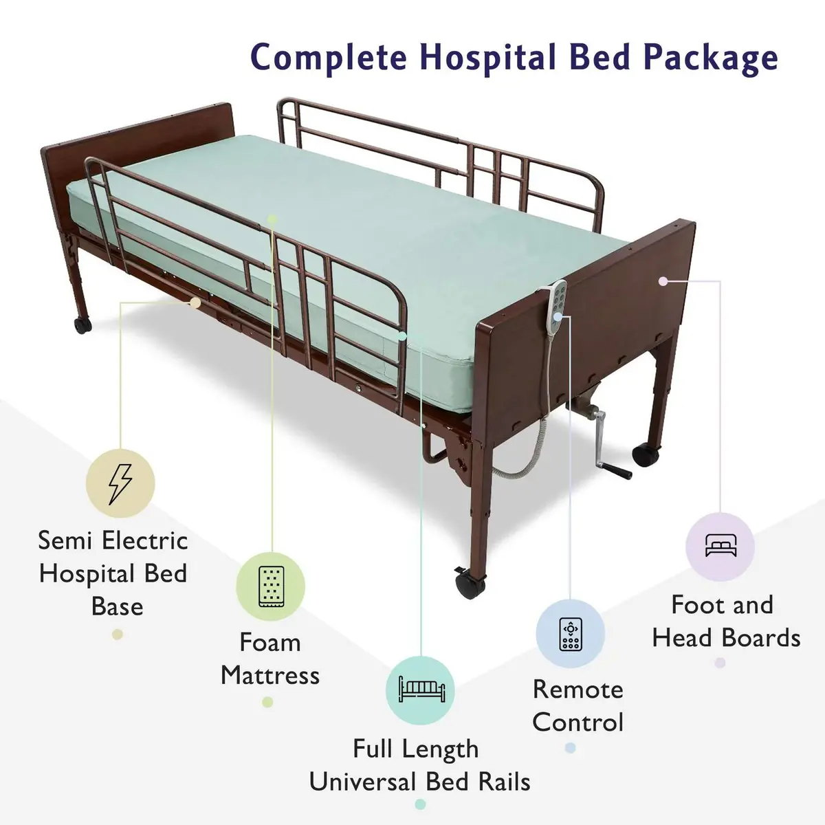 Semi Electric Hospital Bed Mattress Rails Options 3