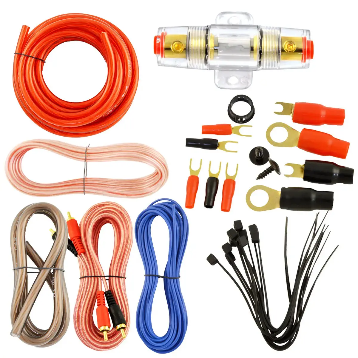 4 Gauge Amplifier Installation Kit With Complete Amp Wiring Cables, 2000W Max Power 1