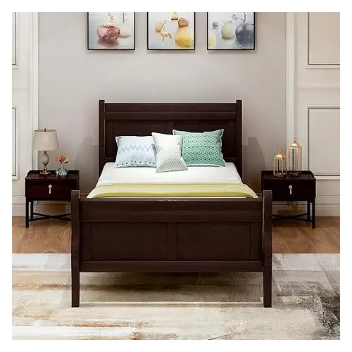 Twin Size Bed Frame With Headboard And Footboard, Wood Twin Platform Bed Frame With Wooden Slat Support 1