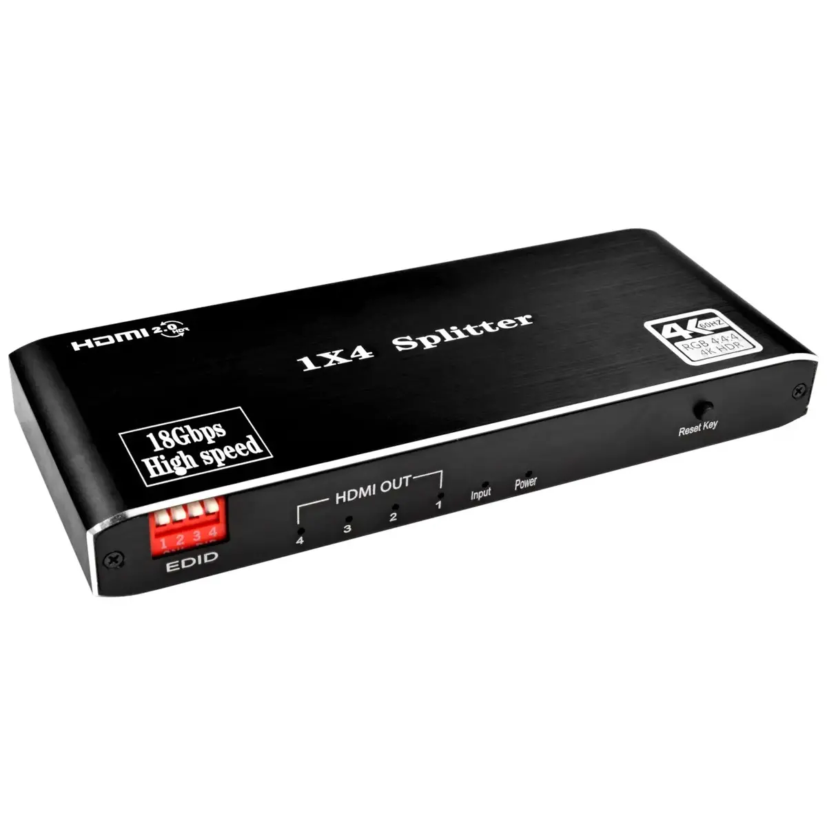 4K X 2K 1 In 4 Out Hdmi Splitter Audio Video Distributor Box 60Hz Supports Hdmi 2.0, 3D Hdr 1