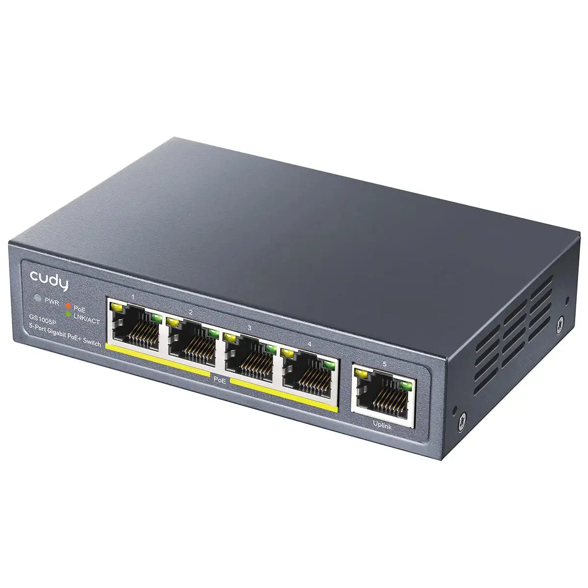 5-Port Unmanaged Gigabit Poe+ Switch 60W Poe 5 10/100/1000Base-Tx Ports 1
