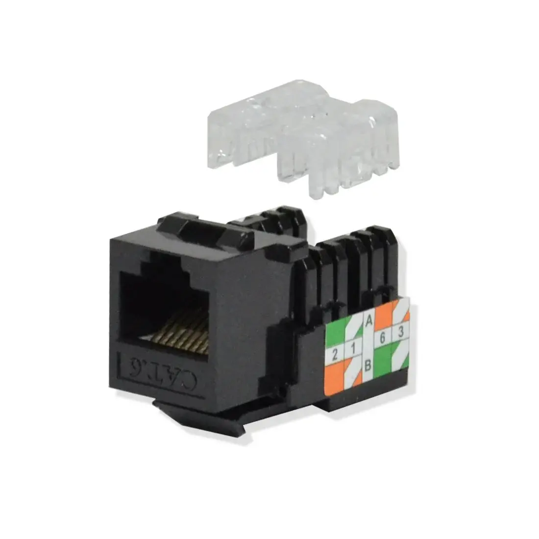 Logico Kj6224 Keystone Jack Cat6 Black Network Ethernet 110 Punchdown 8P8c 1-Port Hole Keystone Jack Wall Plate (10-100 Pack) 1