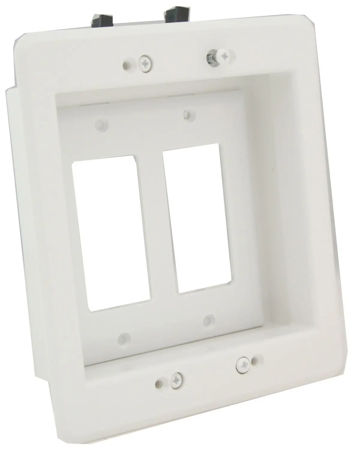 Arlington Lvu2w 2-Gang Recessed Low Voltage Mounting Bracket With Paintable Wall Plate, White 1