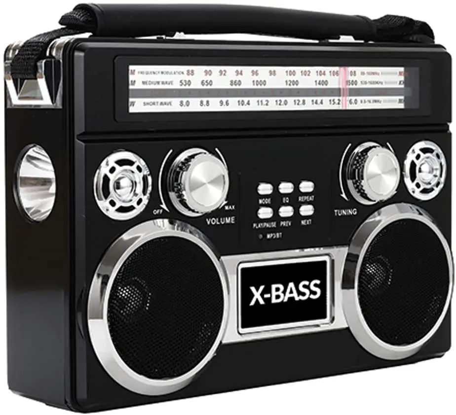 Supersonic Sc-1097Bt 3 Band Radio With Bluetooth And Flashlight - Black 1