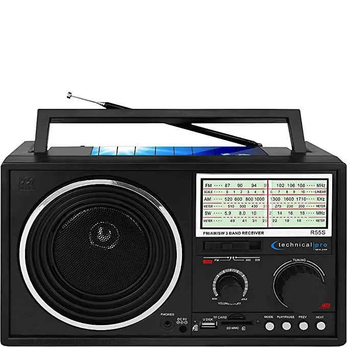 Technical Pro Rechargeable Solar Powered Am/Fm/ Shortwave Radio With Bluetooth Speaker R55s 1