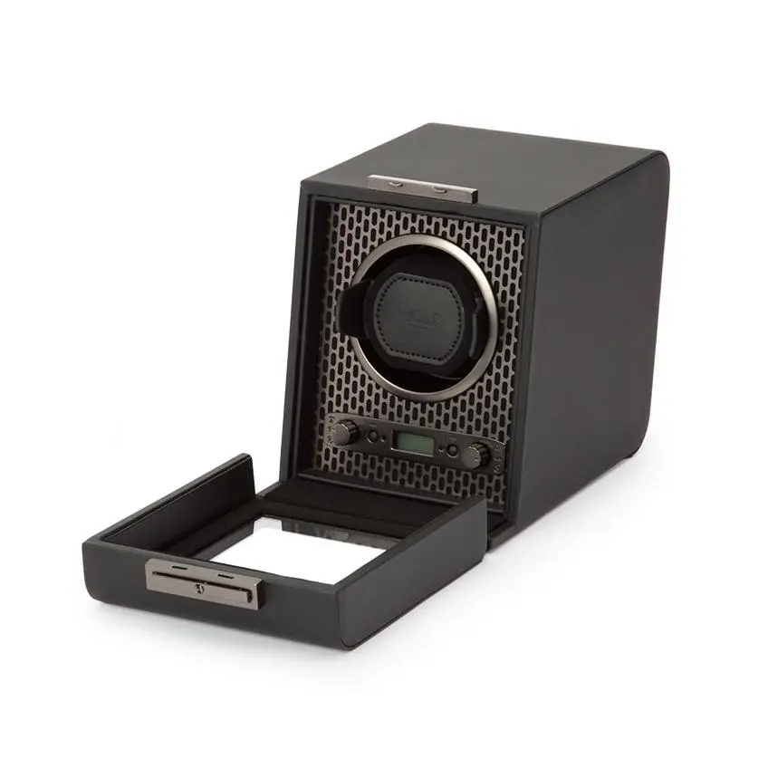 Axis Black & Copper Single Winder With Cover & Storageaxis Black Single Watch Winder With Cover 1