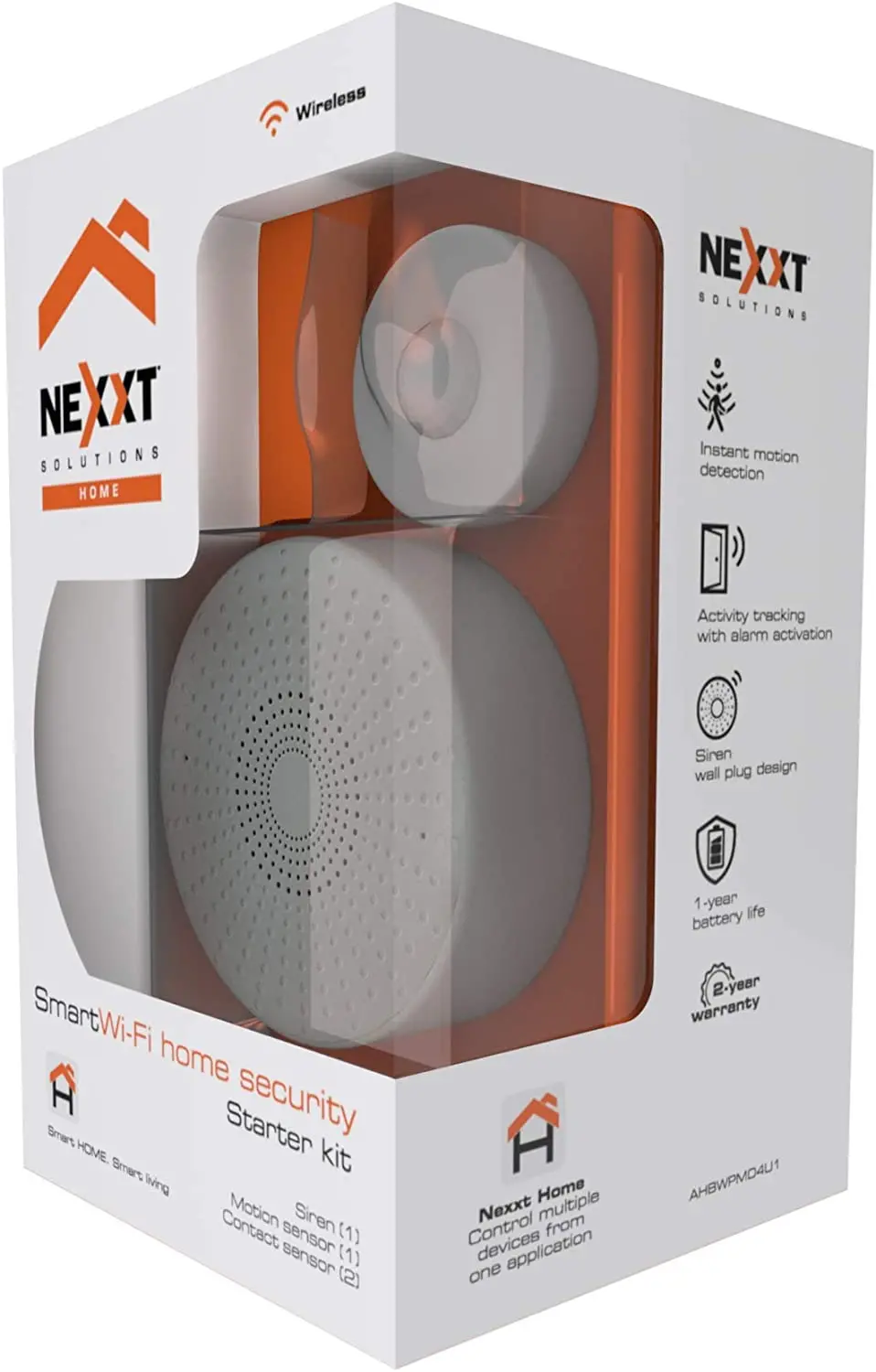 Nexxt Ahbwpmo4u1 Smart Home Indoor Wifi Starter Kit W/ Siren,  Motion & Contact Opening Sensors 1